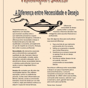 12 a 18 de outubro - A diferença entre necessidade e desejo