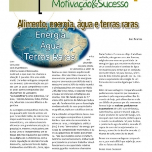 15 a 21 de março - Alimento, energia, água e terras raras