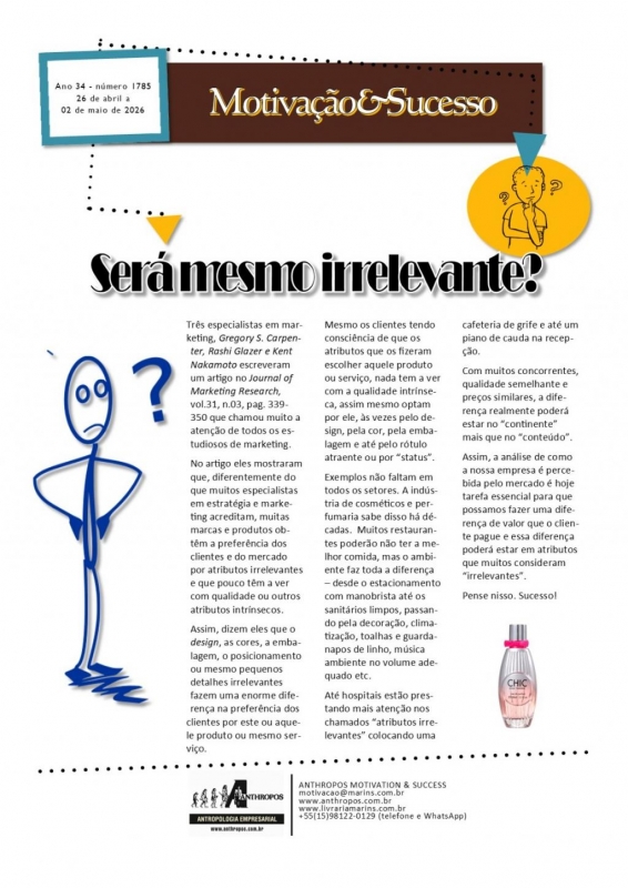 26 de abril a 02 de maio - Será mesmo irrelevante