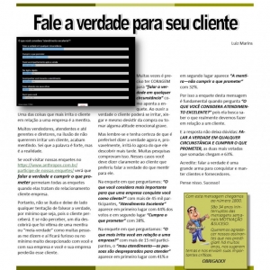 09 a 15 de agosto - Fale a verdade para seu cliente