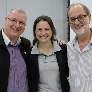Presidente da Acimacar, Gerson Froehner, vice-presidente de Cooperativismo, Sandra Serra, e presidente da Associação Snague Bom, Vilmar Güttges