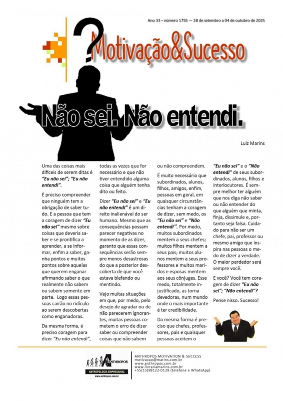 28 de setembro a 04 de outubro - Não sei. Não entendi