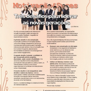 26 de outubro a 01 de novembro - Três desafios para liderar as novas gerações